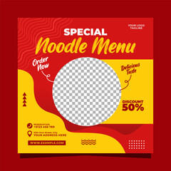 Special noodle menu social media banner post vector template