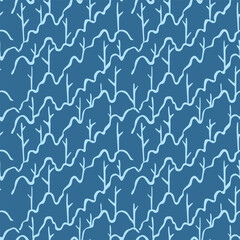 Japanese Forest Line Vector Seamless Pattern