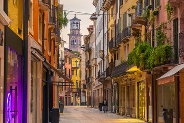 Fototapeta na wymiar Verona city downtown skyline, cityscape of Italy
