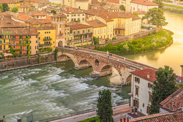 Verona city downtown skyline, cityscape of Italy in Europe - 750378127