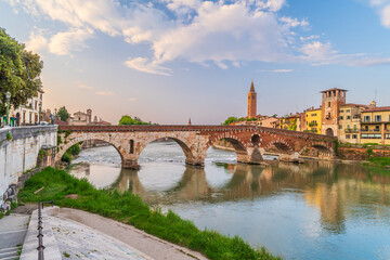 Verona city downtown skyline, cityscape of Italy in Europe - 750378158