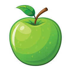 Green Apple Fruit Illustration on White Background