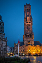 Bruges in Belgium. The tower of the main house on the marketplace