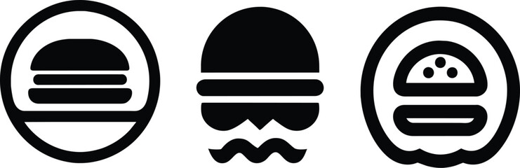 Fototapeta premium Burger vector logo in black color silhouette