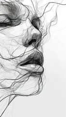 Beautiful Line Drawing Woman Vector Background For Graphic Design