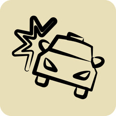 Icon Car Crash. suitable for Automotive symbol. hand drawn style. simple design editable