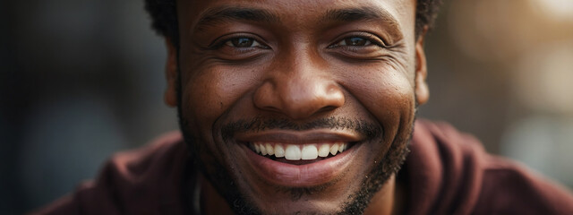 Young men African American smiling happily.