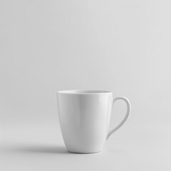 Fototapeta premium A white mug on a white background, with a sleek style and chic simplicity.