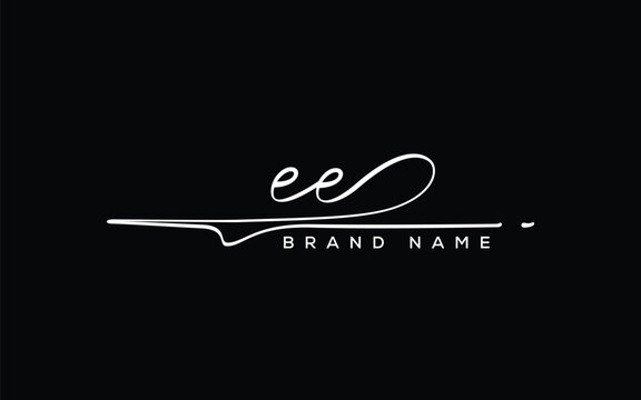 EE letter beauty handwriting vector logo. 