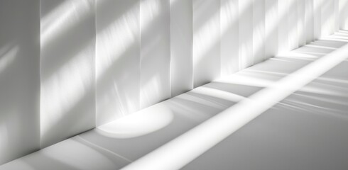 Playing with light and shadow, a white mirror with white stripes is shown.