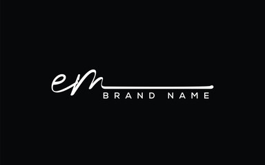 EM letter beauty handwriting vector logo. 