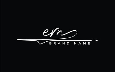 EM letter beauty handwriting vector logo. 
