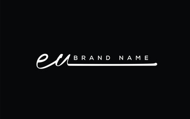 EU letter beauty handwriting vector logo. 