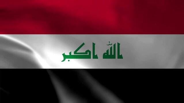 Iraq flag video waving in wind. Realistic flag background. Close up view, perfect loop, 4K footage