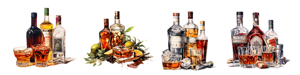 illustration alcohol isolated on a transparent PNG background, white background , Generative Ai