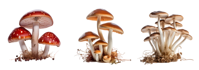 mushroom isolated on a transparent PNG background, white background , Generative Ai