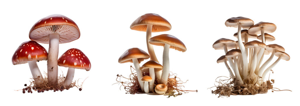 mushroom isolated on a transparent PNG background, white background , Generative Ai