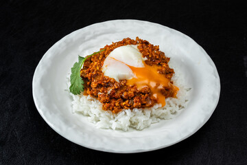 ドライカレー　Photo of homemade spicy dry curry