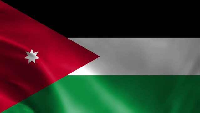 Jordan flag, Jordan Background, Jordan flag waving in the wind. The national flag of Jordan, Official colors and Proportion Correctly flag seamless loop animation. 4K video, Closeup.
