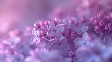 Enchanted Lilac Waltz: Macro capture of lilac flowers dancing in an enchanted waltz of hues.