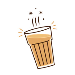 Indian hot drink vector. Indian chai icon. Chai is Indian drink. Kerala tea shop illustration vector eps. Indian Kerala roadside. Kerala tea shop line drawing. Kerala Old.