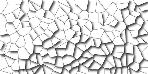 Abstract lines in black and white tones create many squares and rectangle shapes, alongside a metal grid isolated on a white background. This modern, seamless design incorporates a hexagonal pattern