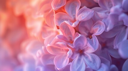 Frozen Lilac Reverie: A macro journey through frozen lilac petals, swirling in a dreamy reverie of warm blending colors.