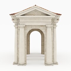 Classic pergola with columns. High resolution photorealistic 3d rendering isolated on white background. Front view