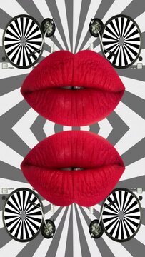 lips and turntables abstract pattern vertical