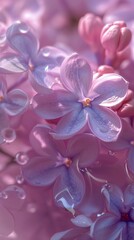 Lilac Oasis: Macro captures of lilac blossoms amidst an oasis, their wavy petals reflecting the serenity of tranquil waters.