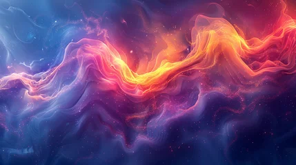 Fotobehang Fractale golven neon wave swirl background. Neon Colors Swirling Flow