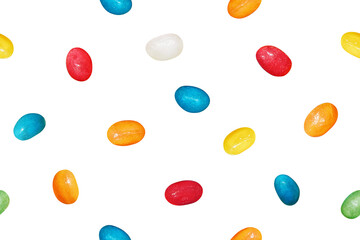 Colorful Jelly Bean Seamless Pattern with Transparent Background