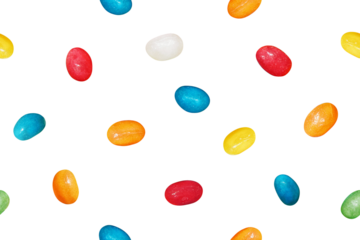 Colorful Jelly Bean Seamless Pattern with Transparent Background
