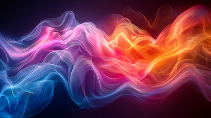 Obraz premium neon wave swirl background. Neon Colors Swirling Flow