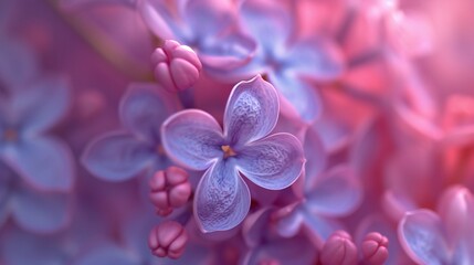 Macro capture of lilac petals, singing a soothing lullaby to the soul with a touch of warm blending colors.
