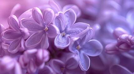 Fototapeta na wymiar Waves of Lilac Bliss: Macro capture of lilac blossoms, their waves inducing blissful calm.