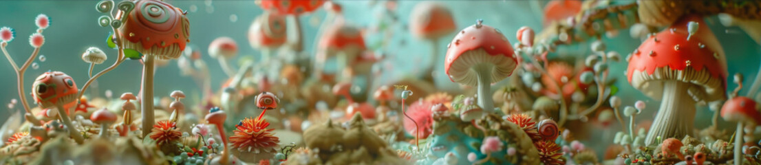 A field of red and white flowers and a snail