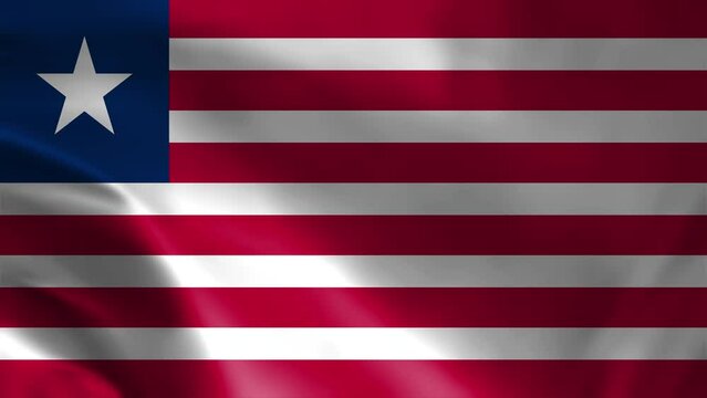 Liberia Flag. National 3d Liberia flag waving. Flag of Liberia footage video waving in wind. Flag of Liberia 4K Animation