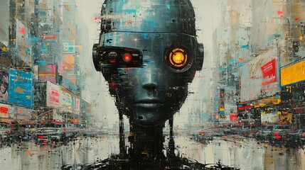 Naklejka na ściany i meble ロボットの顔,Generative AI AI画像