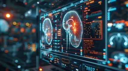 Obraz premium Medical research or kidney health care with diagnostics and biometrics infographics is important for clinical and hospital dialysis or kidney stone disease.