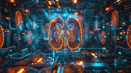 Medical research or kidney health care with diagnostics and biometrics infographics is important for clinical and hospital dialysis or kidney stone disease. - obrazy, fototapety, plakaty