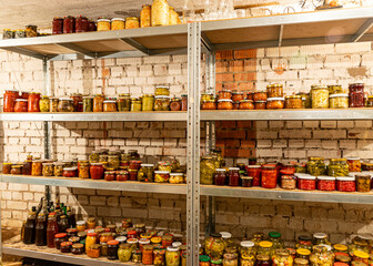 homemade preserves, food storage, home food storage in the basement