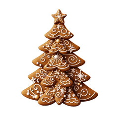 Gingerbread tree isolated on transparent a white background 