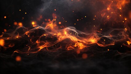 Fototapeta na wymiar Abstract background featuring fiery black sky with flame and smoke