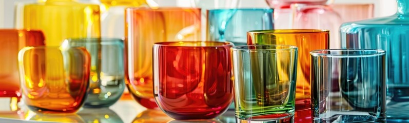 Coloured glassware background 