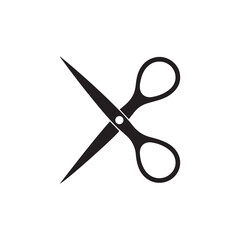 Scissors line cutter page cross black icon vector background design.