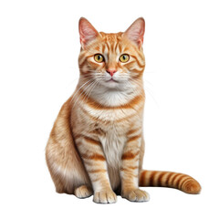 Orange tabby cat isolated on transparent a white background