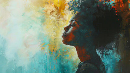 Contemporary African American woman portrait in abstract style