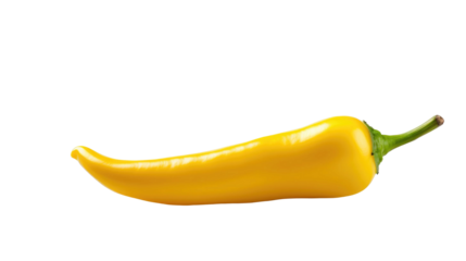 Yellow chili pepper isolated on transparent a white background