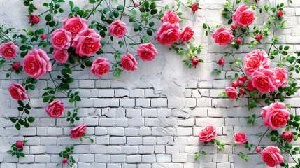 brick wall with flowers